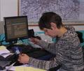 Micky working in the office